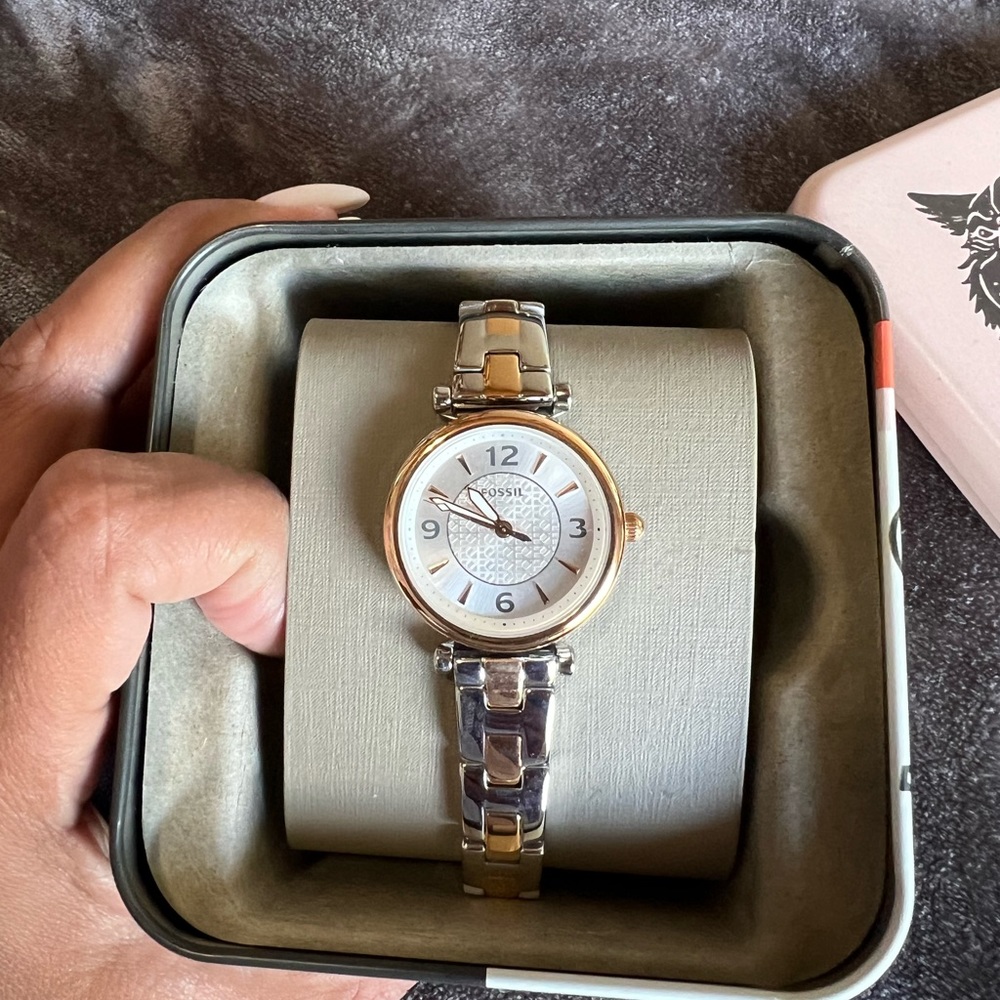 Fossil Carlie three hand 2 tone stainless steel watch